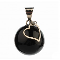 BOLA NOIR CHARM COEUR ARGENTE