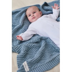 COUVERTURE 75X100-TRICOT BLEU