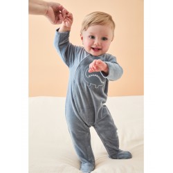 PYJAMA VELOURS DINO BLEU