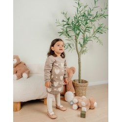 ROBE TRICOT BEIGE COEURS